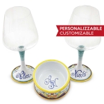 Wine coaster and two goblets Corallo