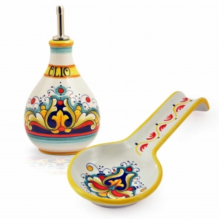 Olive oil bottle & Spoon rest Corallo