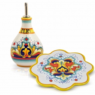 Olive oil bottle & Trivet Corallo
