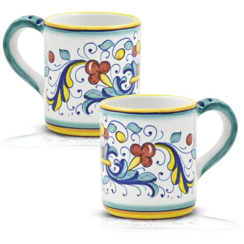 2 Mugs H 9 cm. (3,6") decoro Ricco Deruta